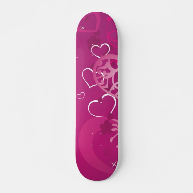 Skateboard Collage rosado de los corazones (Anverso )
