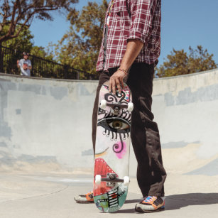 Skateboard Coloquio Resumen Graffiti Face Original Arte Único