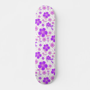 Skateboard Color de agua floral simple Imprimir púrpura y ros