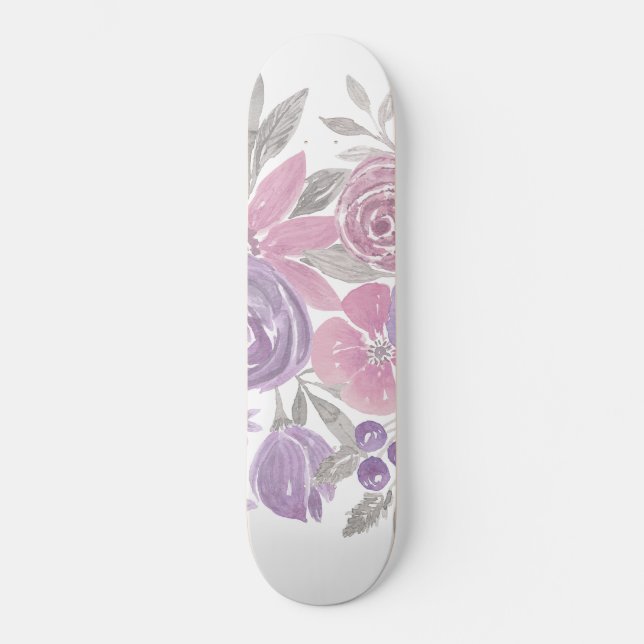 Skateboard Color de agua verde azulado rosa morado (Anverso)