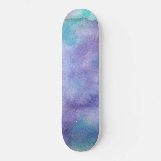 Skateboard Color de agua violeta púrpura Verde azulada abstra (Anverso)