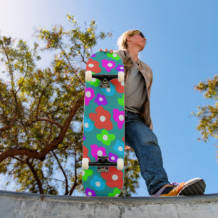 Skateboard Color del orgullo negro retro Color del arcoiris P