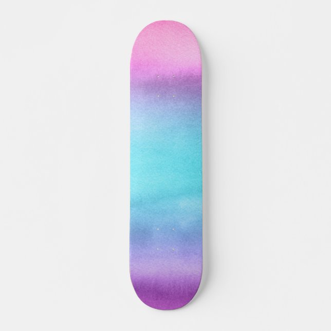 Skateboard Color morado rosado Verde azulado (Anverso )