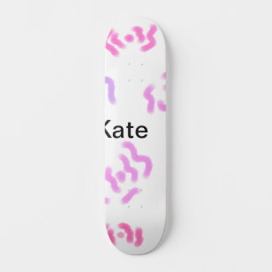 Skateboard Color rojo rosa floral acuarela añadir nombre text