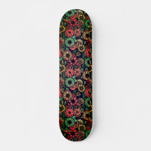Skateboard Colores Brillantes Floral Retro Femenino Moderno