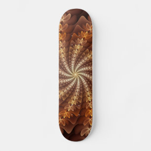Skateboard Colores Cálidos, Patrón de Arte Fractal Moderno Al