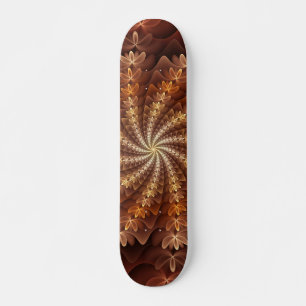 Skateboard Colores cálidos, patrón de arte fractal trippy mod