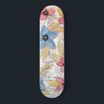 Skateboard Colores de agua de tierra Floral deja el arte<br><div class="desc">Esta acuarela elegante y moderna es perfecta para las mujeres de diseño. Tiene flores de color tierra pintadas a mano, hojas y un patrón geométrico en amarillo dorado, marrón, azul, rojo y negro encima de un fondo blanco. Es bonito, artística, única y original. Disfrute de esta obra pintada a mano...</div>
