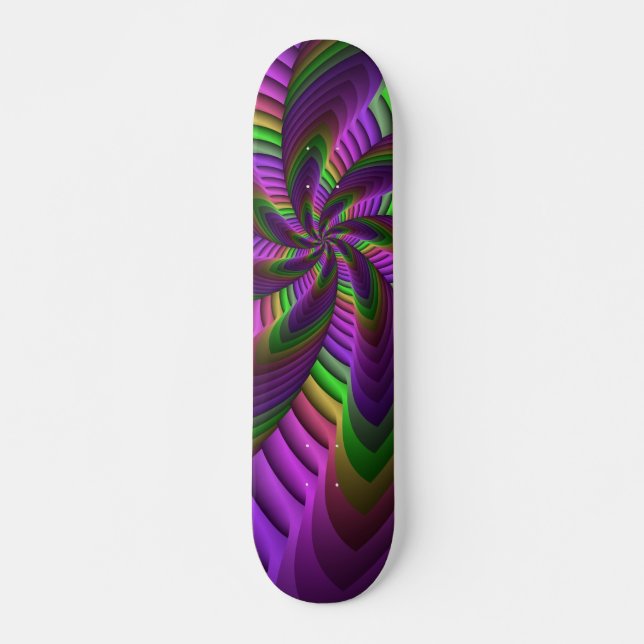 Skateboard Colores Neon Flash Crazy Colorous Patrón Fractal (Anverso )