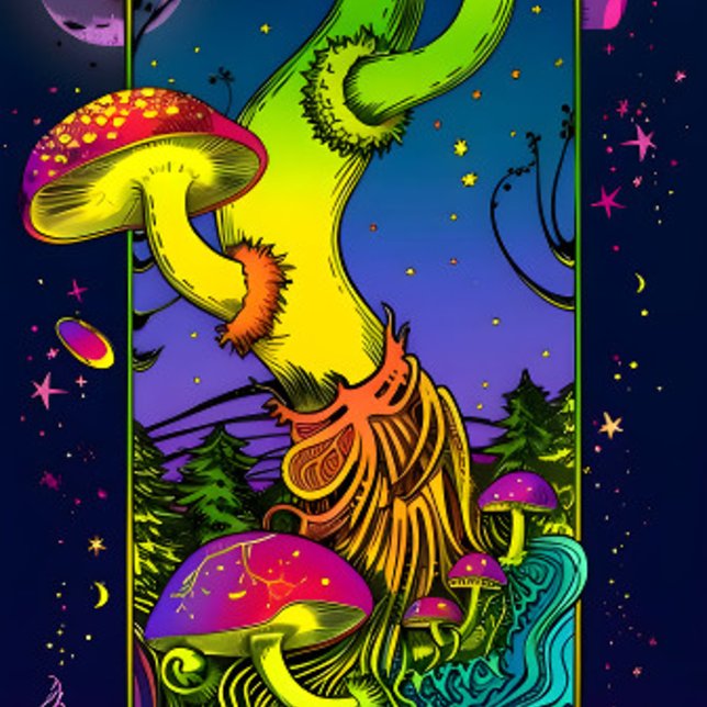 Skateboard colores trippy de hongos psicodélicos (Subido por el creador)