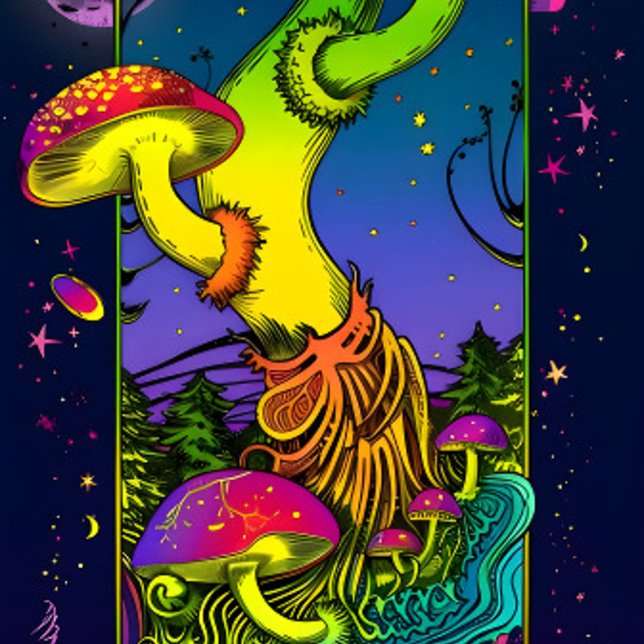 Skateboard colores trippy de hongos psicodélicos (Subido por el creador)