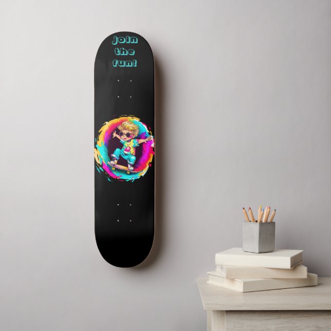 SKATEBOARD COLORFUL SKATER FUN! (Arte de la pared)