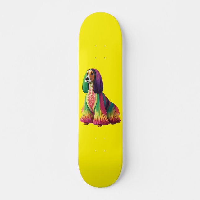 Skateboard Colorida Hound Afgano (Anverso )