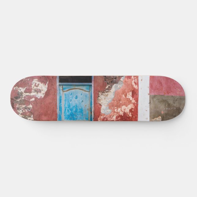 Skateboard Colorida pared con puerta azul (Horz)