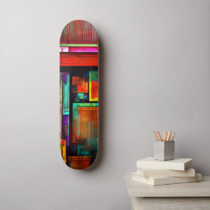 Skateboard Coloridas plazas Patrón de arte abstracto moderno 
