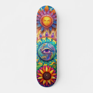 Skateboard Colorido Abstracto Psicodélico Ojo 3º de Moda