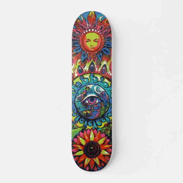 Skateboard Colorido Abstracto Psicodélico Ojo 3º de Moda  (Anverso )