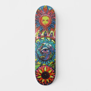 Skateboard Colorido Abstracto Psicodélico Ojo 3D de Moda 