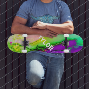 Skateboard Colorido Acuarela Resumen De La Marca Dd Skateboar