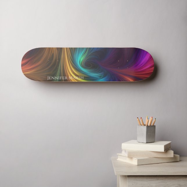 Skateboard Colorido Arcoiris Swirl (Arte de pared (horz))