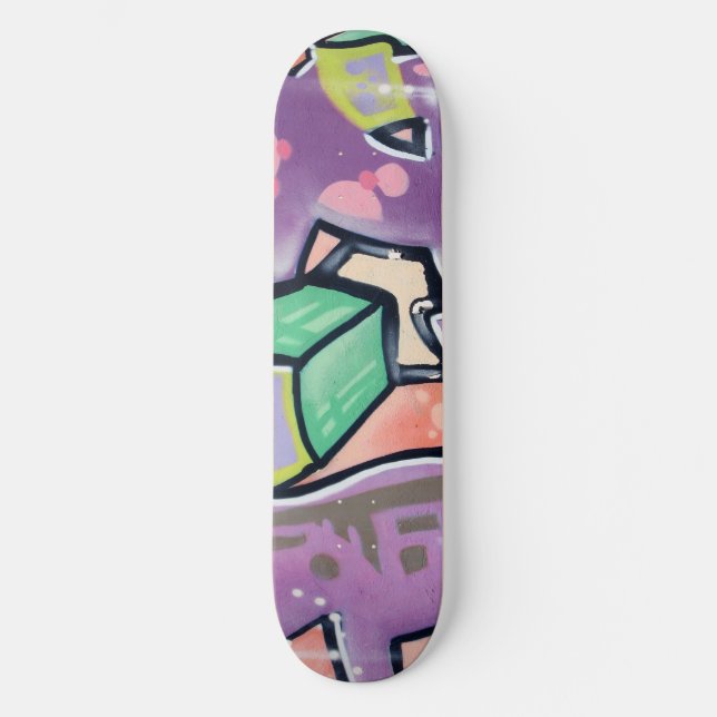 Skateboard Colorido arte callejero morado (Anverso)
