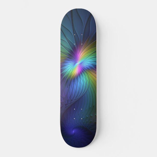 Skateboard Colorido Con Azul Moderno Resumen Arte Fractal (Anverso)