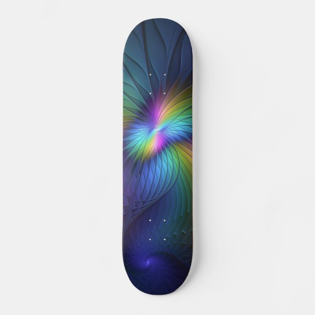 Skateboard Colorido Con Azul Moderno Resumen Arte Fractal (Anverso)