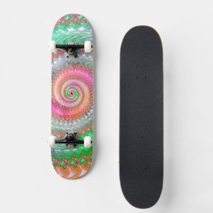 Skateboard Colorido espiral abstracto digital groovy fractal 