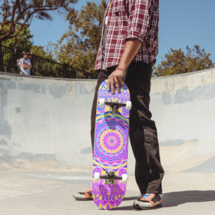 Skateboard Colorido Funky Trippy Vibrante Jewel Tone Mandala