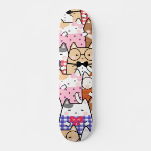 Skateboard Colorido Gracioso Nerdy Gats Patrón Kitten Whimsic