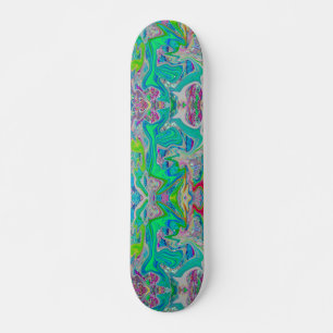 Skateboard Colorido Lime Green Resumen Arte Retro Líquido