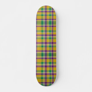 Skateboard Colorido Mardi Gras gingham con estampado