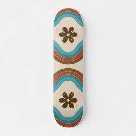 Skateboard Colorido Mid Century Moderno Floral Arcoiris Retro