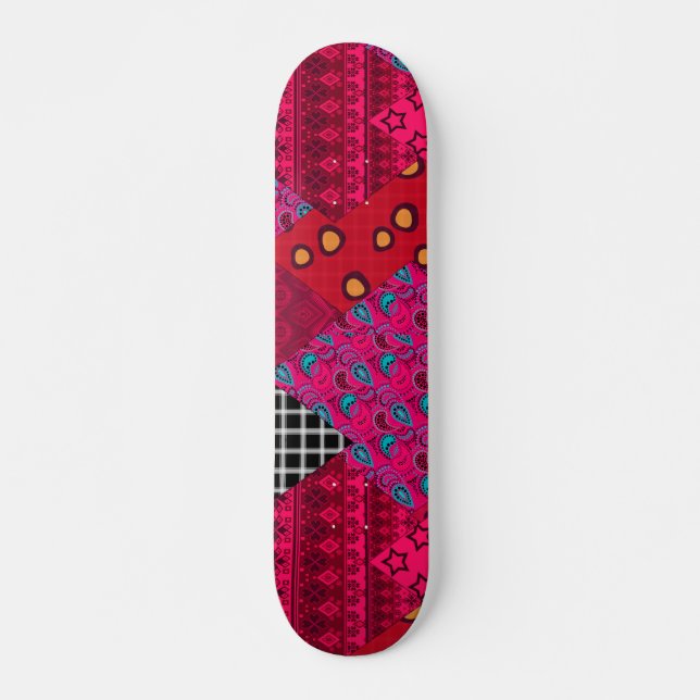 Skateboard Colorido mosaico del Red Crimson (Anverso )
