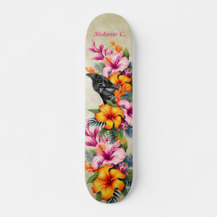 Skateboard Colorido Raven negro tropical