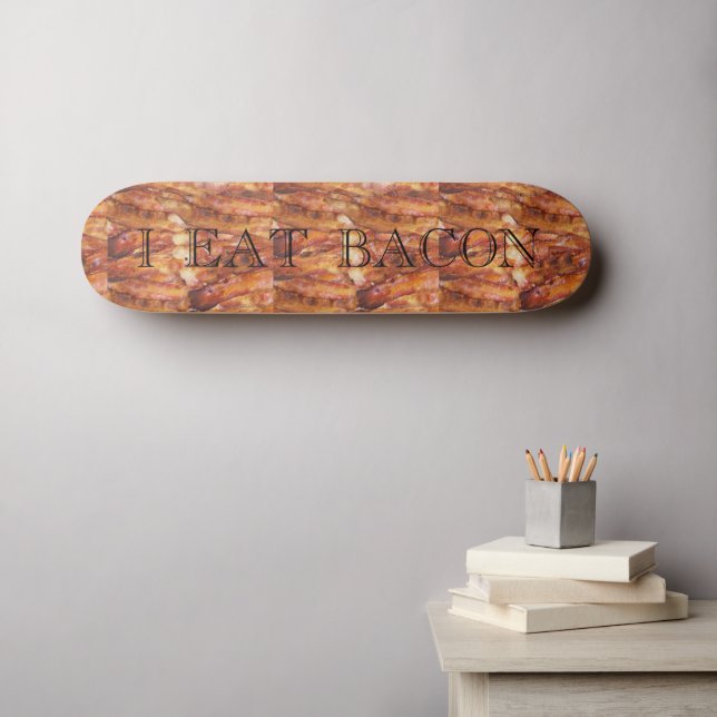 Skateboard Comí Bacon Text con fondo (Arte de pared (horz))