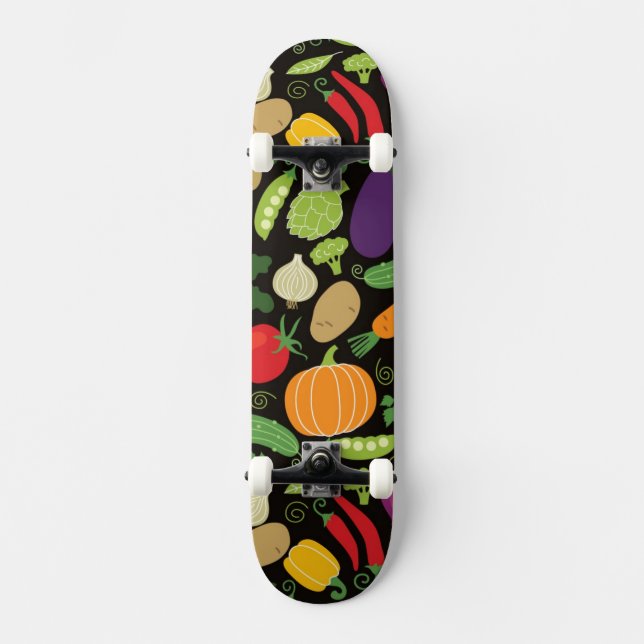 Skateboard Comida en un fondo negro (Anverso)