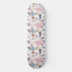 Skateboard Composición Subacuática de Acuarela Serie Diseño 1