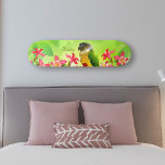 Skateboard Comprimido de queso verde rosa y floral de Columbi<br><div class="desc">Este patinador de piel de gallina verde con bonito columbina floral y hojas verdes seguro que será el favorito de su chica de patinaje de aficionados a las aves. Personalice con cualquier nombre y añada ruedas para deslizarse a través del verano, o visualice en la pared para ver el único...</div>