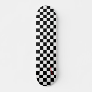 Skateboard Comprobadores blancos y negros y nombre o texto