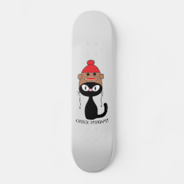 Skateboard Comprueba Meowt Gato Negro con Sombrero de Mono Ca