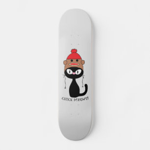 Skateboard Comprueba Meowt Gato Negro con Sombrero de Mono Ca