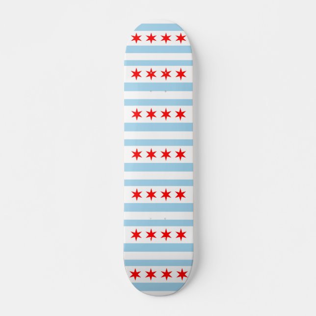 Skateboard con bandera de Chicago, Illinois (Anverso )
