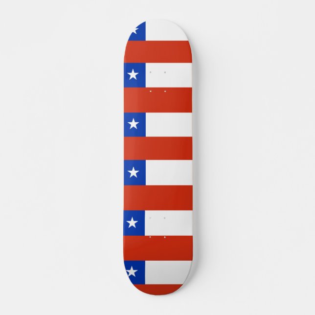 Skateboard con bandera de Chile (Anverso )