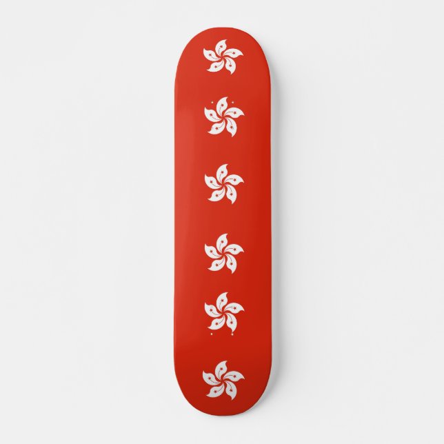 Skateboard con bandera de Hong Kong, China (Anverso )