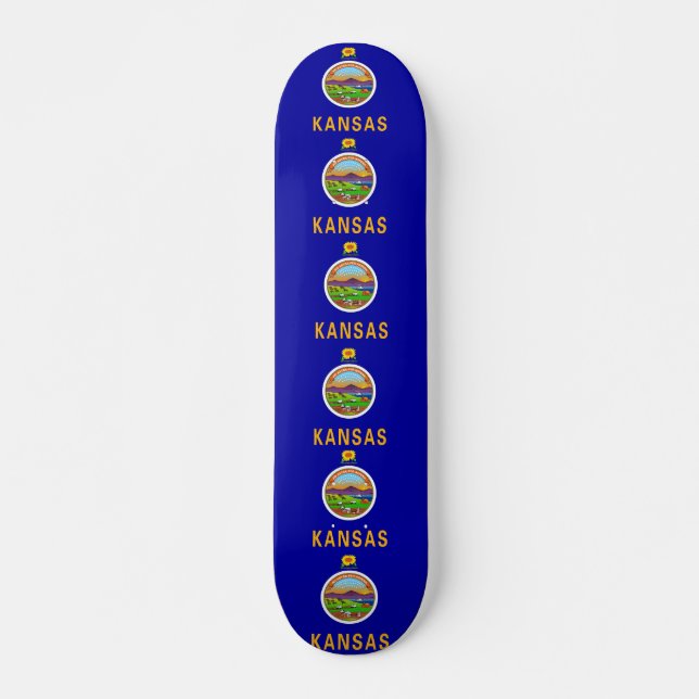 Skateboard con bandera de Kansas (Anverso )
