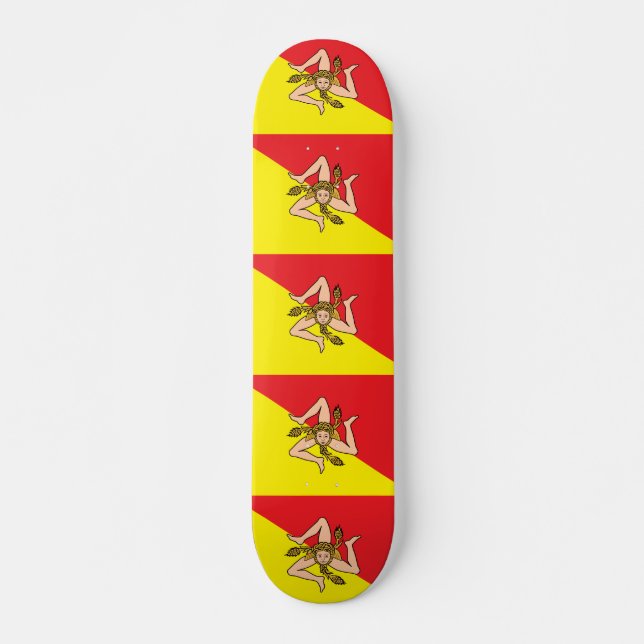 Skateboard con bandera de Sicilia, Italia (Anverso )