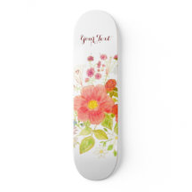 Skateboard con flores de verano