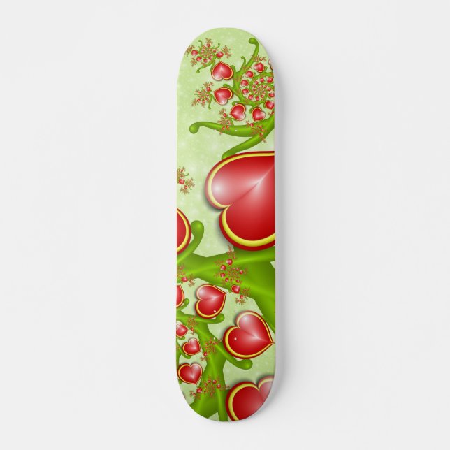 Skateboard Con mucho amor Corazón Rojo Amarillo Arte Fractal (Anverso )