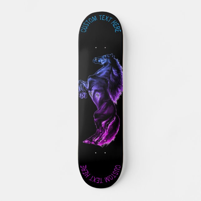 Skateboard con Personalizado del caballo negro ver (Anverso)